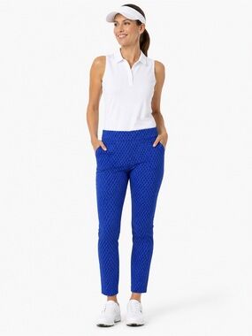 PGA Tour Women’s Golf Pants Bluing/Baja Blue Geometric Print Large GX31 NWT